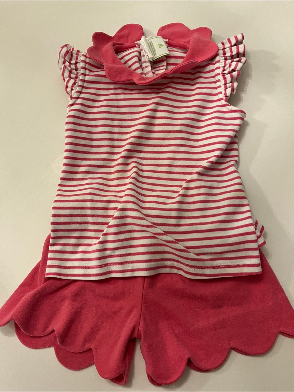 Zuccini Kids PINK Striped Shirt & Scalloped Shorts Girls 4T